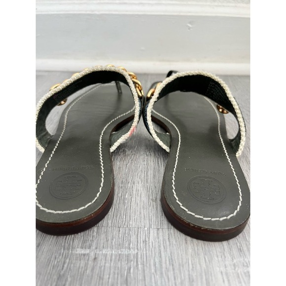 Tory Burch Mini Benton Gold Chain Band Flat Sandals Poblano Yonder Womens 6.5M - Picture 10 of 10